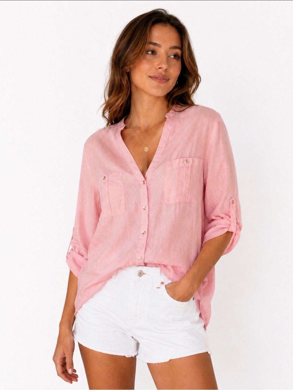 Zara Pink Button Down Blouse S